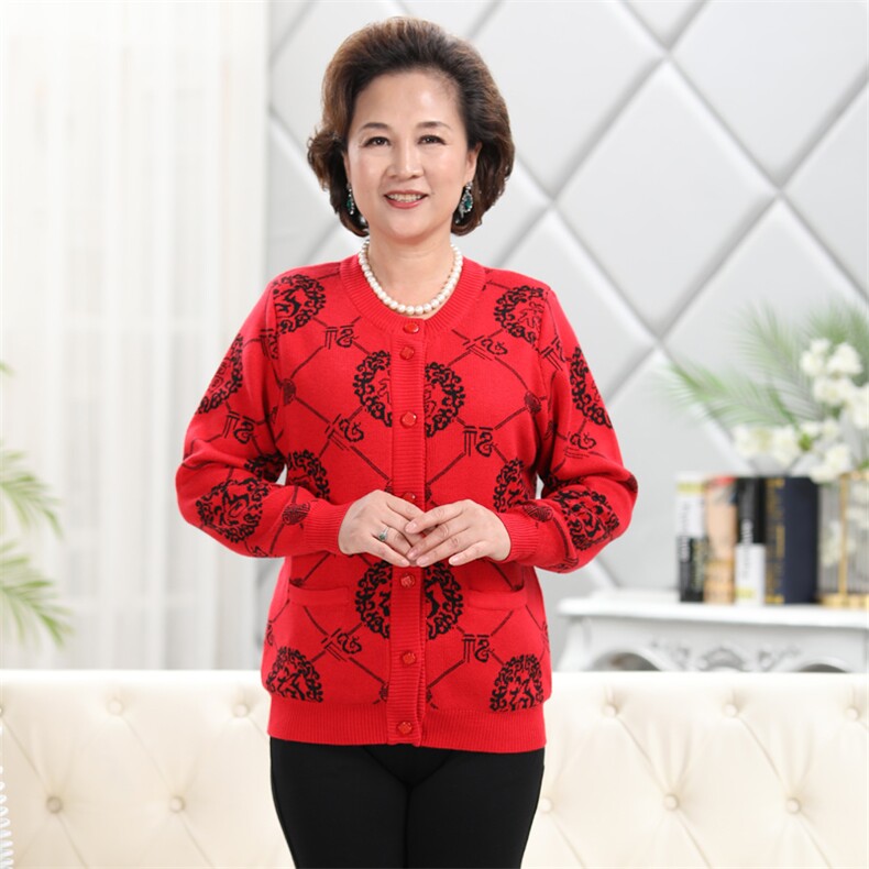 中老年情侣外套喜庆唐装宽松针织开衫男女款毛衣，男装中老年男装，亚东羊绒制品