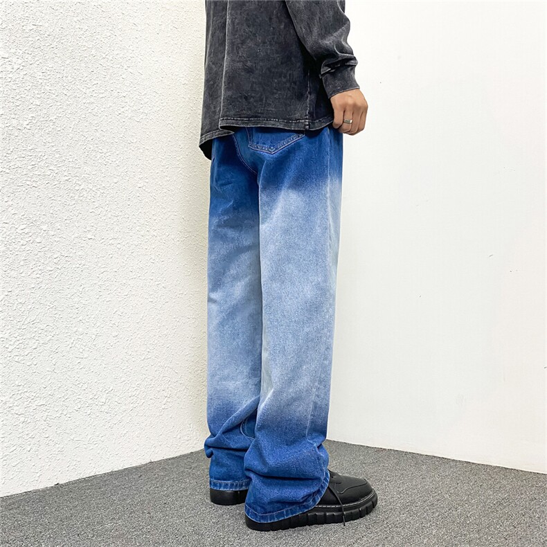 k786-p55-控78M-5XL渐变拼色黄泥在高阶宽松大码牛仔裤cityboy,男装牛仔裤,星座116