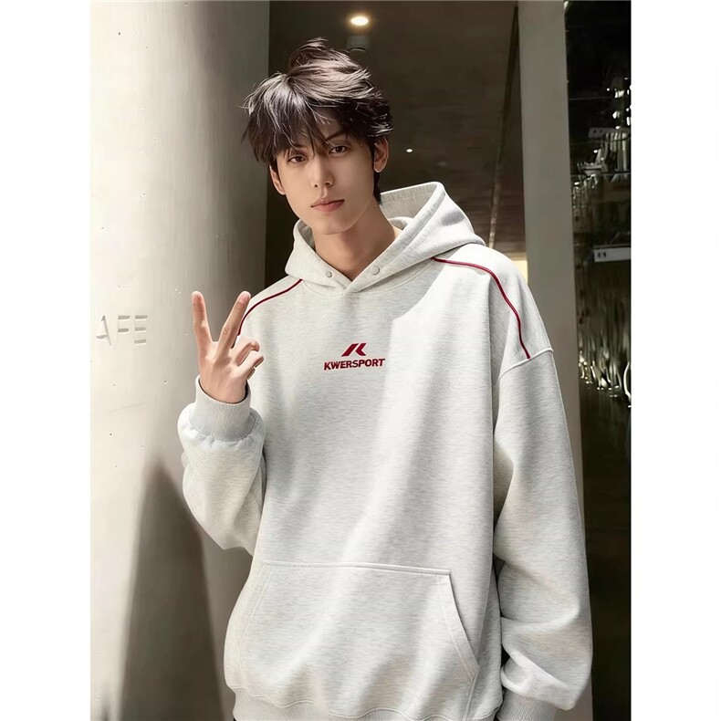 美式重磅卫衣男款加厚秋冬季潮牌字母刺绣外套加绒连帽衫WYA15，女装短外套，星座516A