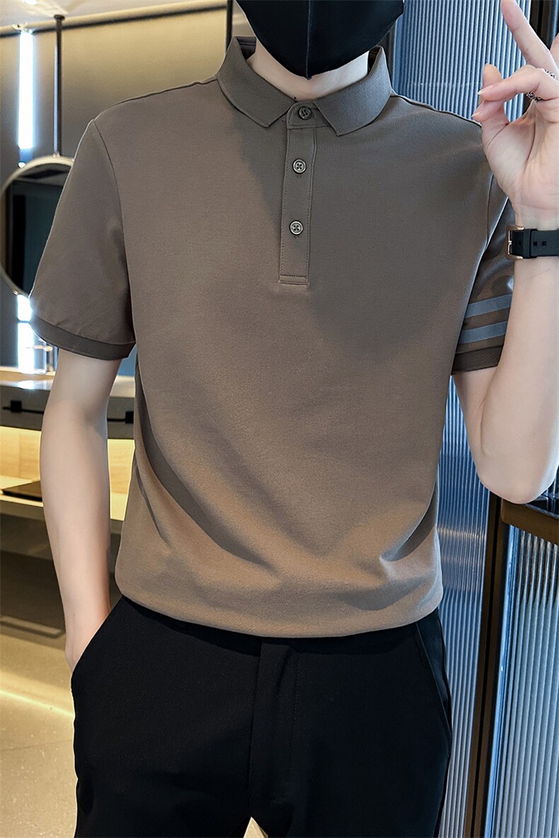 2026夏季条纹织带设计短袖翻领Polo衫轻奢欧货T0251-P55,男装T恤,电商D342