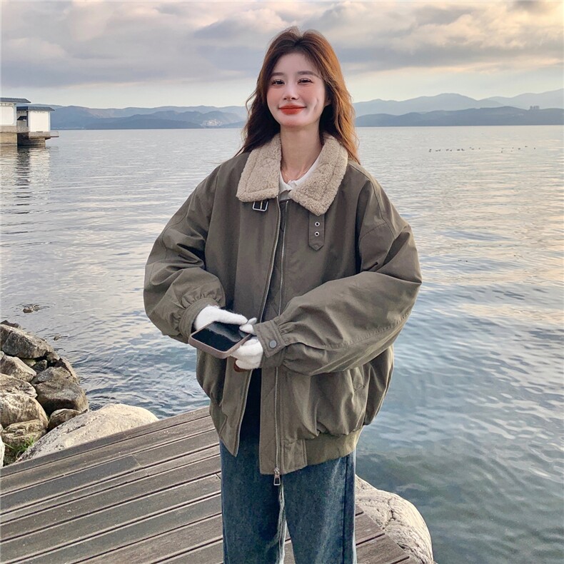 2025冬装新款毛绒翻领夹棉工装棉服7303-P195-K288,女装棉衣/棉服,浙宝152