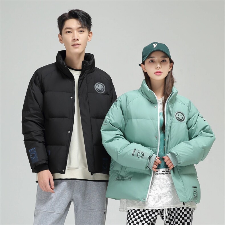 经典笑脸杠连帽短款时尚韩版白鸭绒羽绒服外穿学生情侣班服,男装羽绒服,星座301D-5(原星座1415）