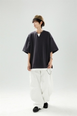 8XL-M特大码短袖男假两件五分袖高品质空气层宽松上衣DX321P35，男装T恤，电商D206-1