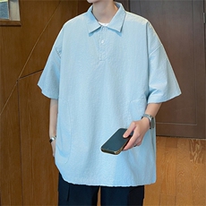 polo衫短袖男夏薄款t恤潮牌潮流港风翻领休闲宽松上衣PL0431-P38，男装T恤，星座308B-1