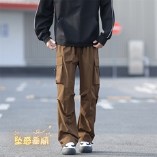 百搭户外工装裤男生宽松直筒美式复古伞兵工装裤K210-特批35，男装休闲裤，星座718-1