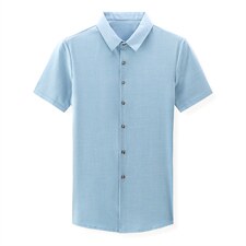男装无痕短袖2023夏季新款男士衬衫夏装开衫潮流时尚衬衣商务休闲，男装衬衫，电商B212（原钱塘6029）