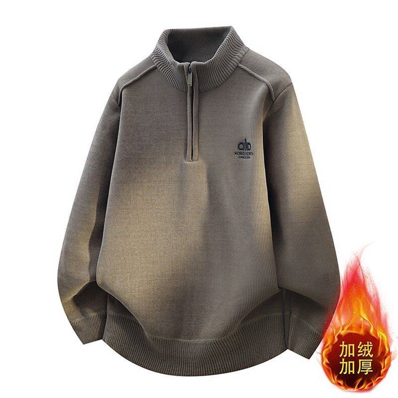 W25263-P55冬半高拉链领卫衣男潮牌加绒加厚卫衣外套时尚打底衫,男装T恤,电商D310B