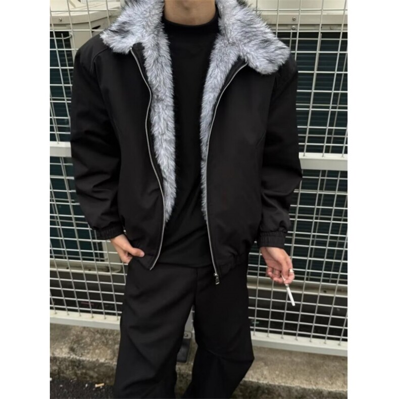 狼王座山雕夹克棉服男女款冬季加绒加厚哈林顿棉服外套,男装夹克,星座506A
