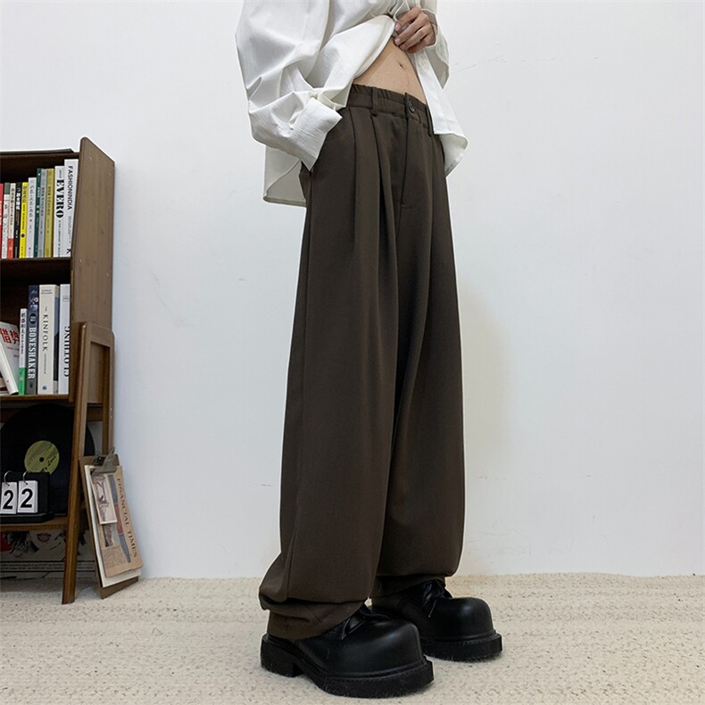 复古垂感西裤男高级感男士褶皱阔腿免烫西装裤1001-1-XK321-P40，男装西裤，星座1001-1