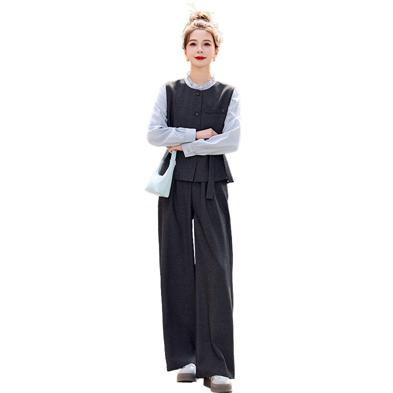 小香风套装女2025春秋新款超火韩系西装马甲阔腿裤三件穿搭一整套,女装套装/套裙,奕可儿