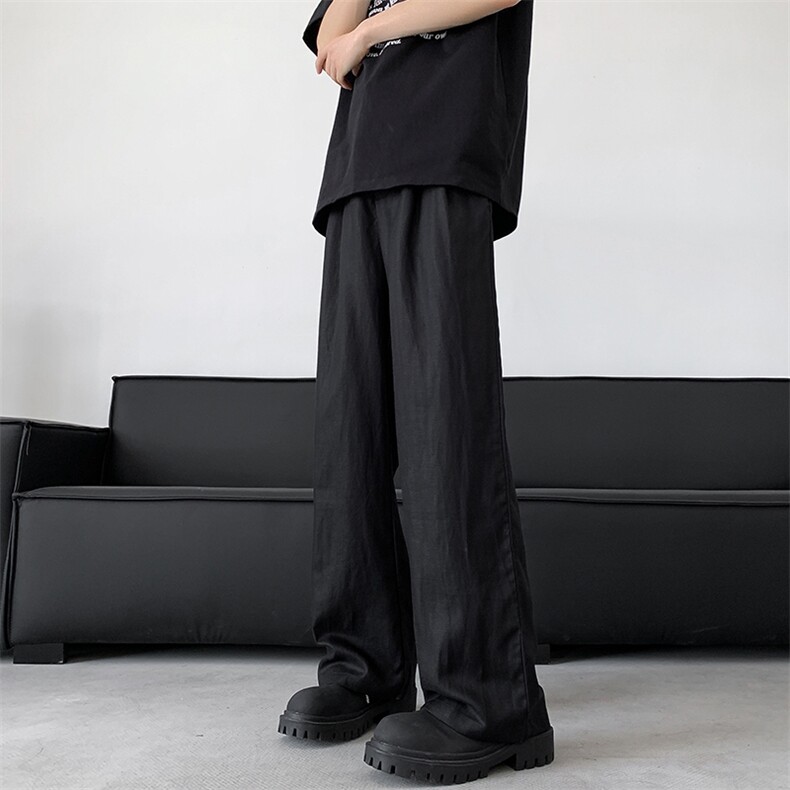 8XL-M 特大码亚麻阔腿裤男夏棉麻西装裤垂感冰丝裤K981P68图片