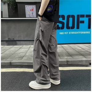 美式街头褶皱潮流设计直筒运动休闲裤男女秋季新款宽松户外图片