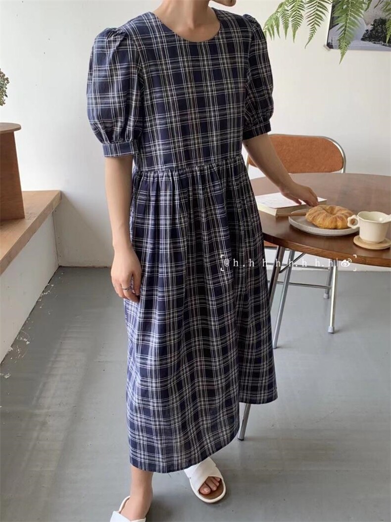 夏款.格子连衣裙，女装连衣裙，hh(4F)