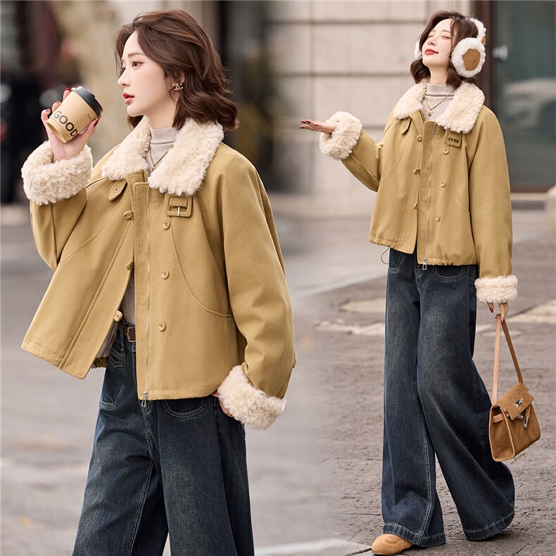 短款羽绒服女2025冬新款高级感巨好看宽松洋气拼毛加厚派克服外套,女装羽绒服,冬木谷雨
