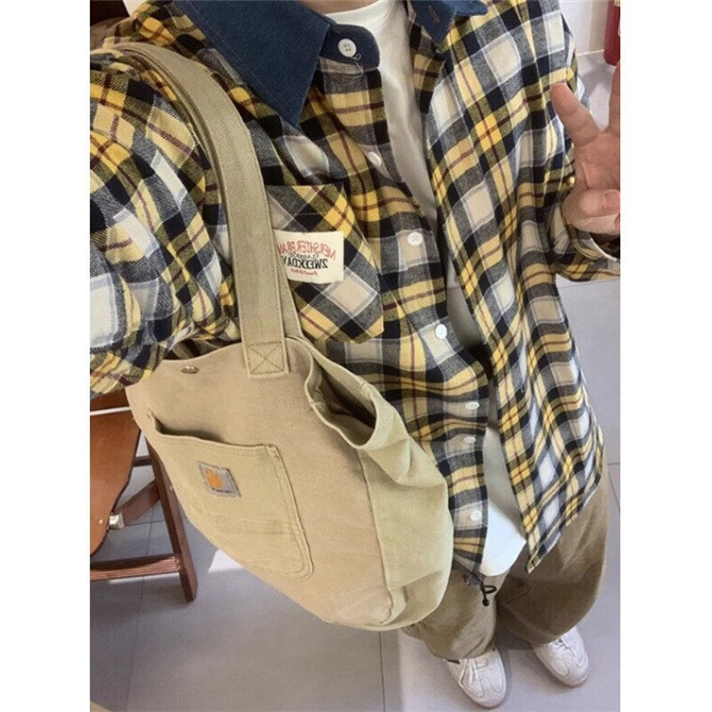 美式复古格纹宽松休闲长袖衬衫男女百搭撞色衬衣外套秋C177,男装衬衫,星座1116A（原606A-3）