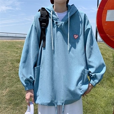 秋季潮连帽(不可脱卸)男2022休闲套头纯色直筒潮流卫衣W5527-P38，男装卫衣，星座512-2