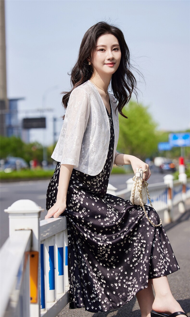 小香风外套配连衣裙女2026夏装新款高端百搭披肩上衣,女装蕾丝衫/雪纺衫,婵米儿