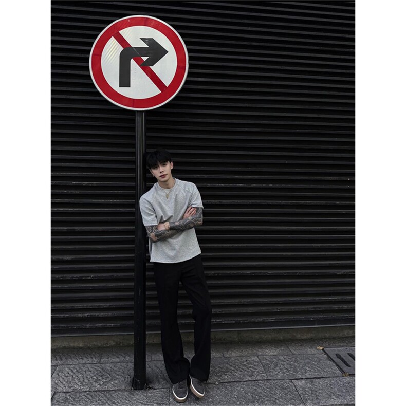 现货~夏季美式cleanfit立褶微喇西裤男垂坠感冰丝休闲裤K312-P35，男装西裤，星座1004-3