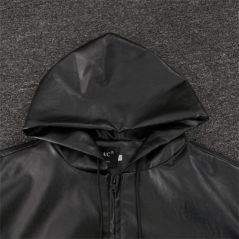 高级感连帽PU皮衣外套工装痞帅廓形机车骑行服夹克男LHY2266-P73,男装皮衣,星座1008