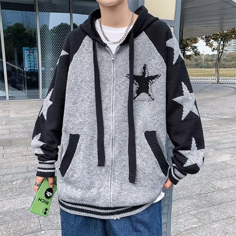 美式街头设计感圆领毛衣男慵懒风休闲针织衫MY187P60,男装针织衫/毛衣,星座1116-2