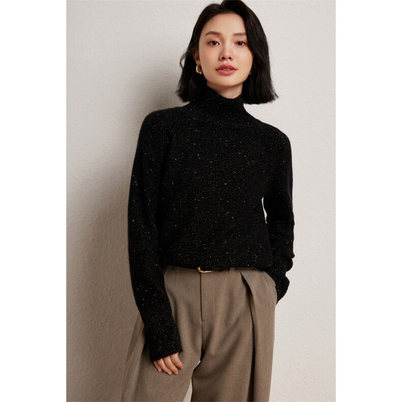 秋冬季新款舒适显瘦时尚百搭纯色半高领羊绒衫，女装羊绒衫，艾森羊绒