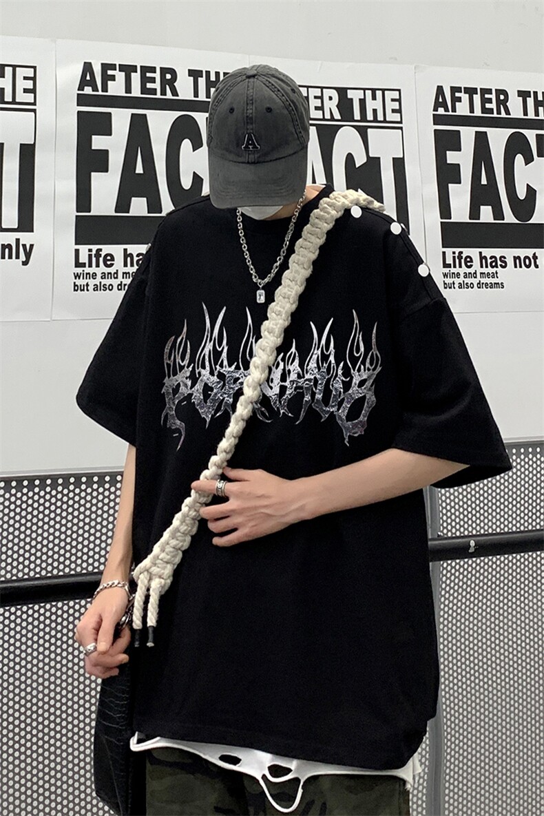 B239-1267-P38火焰个性印花夏季重磅短袖T恤男落肩袖体恤半袖,男装T恤,星座514-2(原B239)