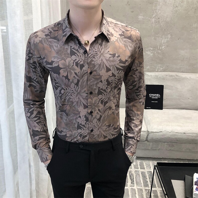 312A-5-286-P55长袖高级感秋季休闲英伦发型师韩版纯色男士衬衣,男装衬衫,星座312A-5