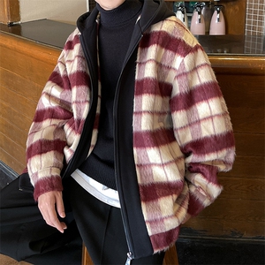 小香风秋装新款拼色男士毛呢港风连帽夹克外套A071-JK108-P125