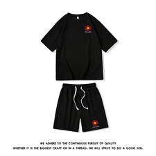 HZ75257-P44华夫格套装男大码休闲运动套装两件套，男装休闲套装，电商A040