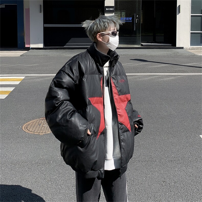 F62-P952024新款保暖休闲百搭棉袄冬季美式街头潮牌PU皮棉衣男,男装棉衣,星座512-6