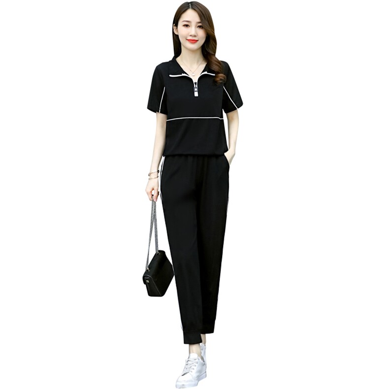 中老年妈妈两件套薄款女时尚夏季冰丝洋气减龄宽松显瘦运动服套装,女装套装/套裙,凝聚力