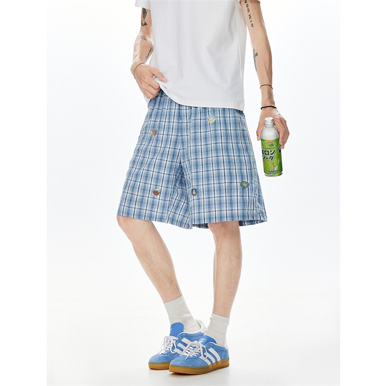 水果满印格纹夏季短裤男xh136-特p25,男装牛仔裤,电商B367