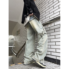 牛仔裤男设计感小众美式复古cleanfit裤子直筒工装裤N811-P55，男装牛仔裤，星座308B-1