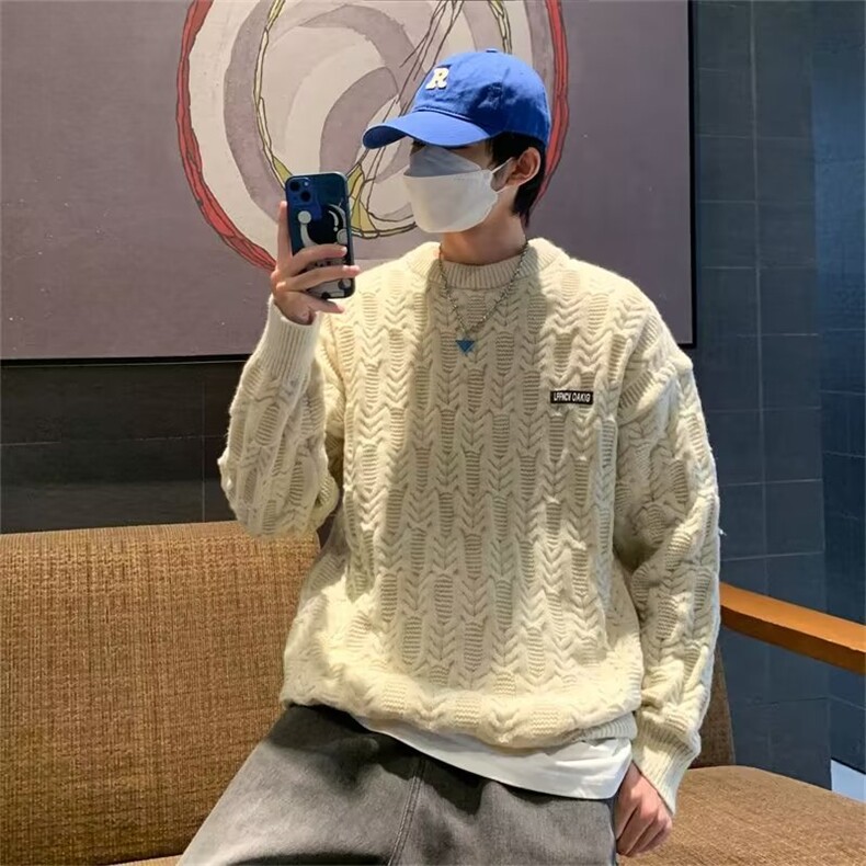 美式街头设计感圆领毛衣男慵懒风休闲针织衫M5547P50,男装针织衫/毛衣,星座1116-2