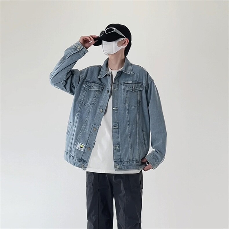 潮流休闲大码宽松男女做旧牛仔外套夹克J6023-P60【特价】,男装工装外套,电商A007