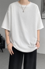 8XL-M特大码短T恤泡泡袖肌理感冰丝短袖衬衫上衣五分袖DX322P25，男装T恤，电商D206-1
