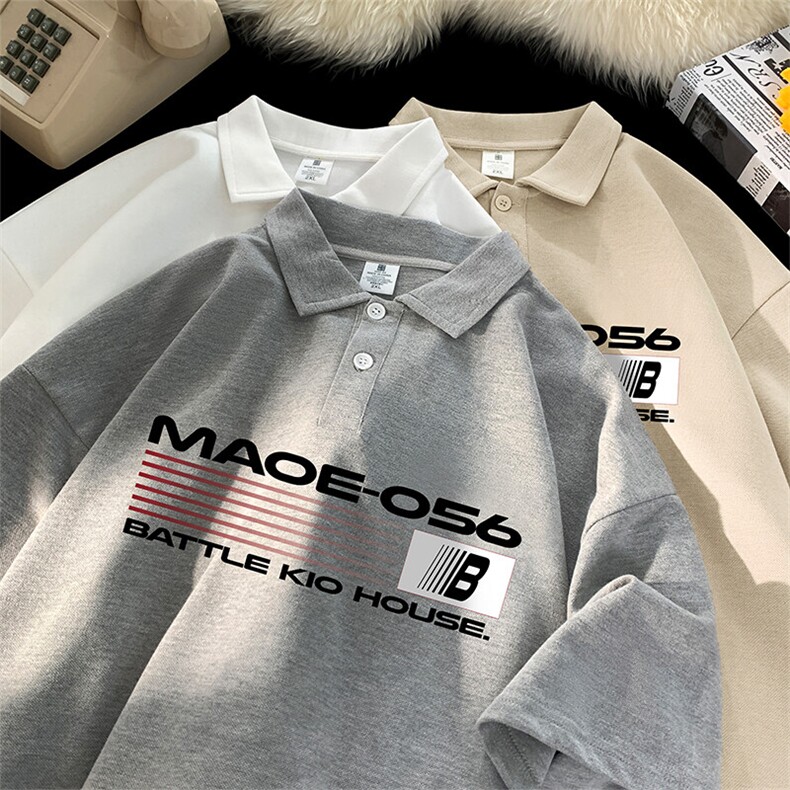可设48小时支持抖音得物来样二开 网眼透气翻领t恤美式短袖POLO衫图片