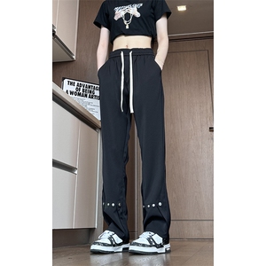 美式高街 hiphop冰丝铆钉微喇休闲裤货号K2425P55图片