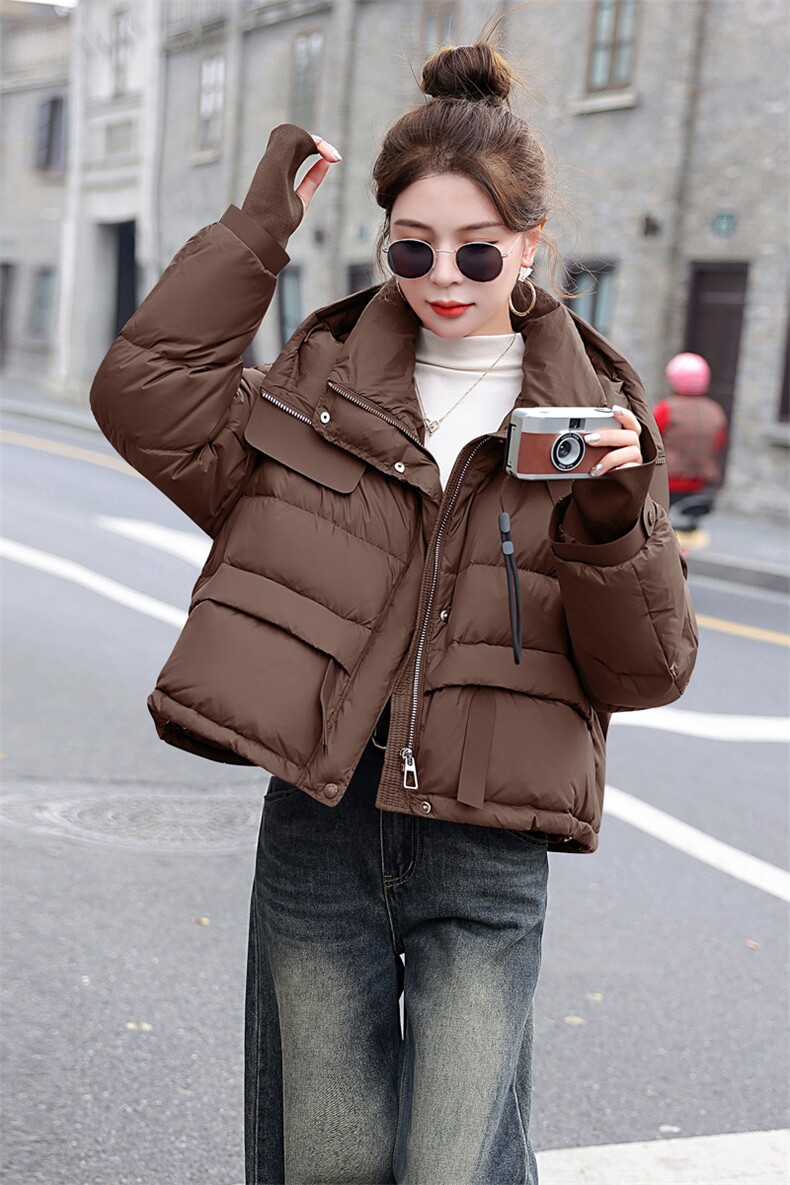 短款羽绒服女2025冬季新款韩版小个子超好看显白休闲连帽保暖外套,女装羽绒服,意芙