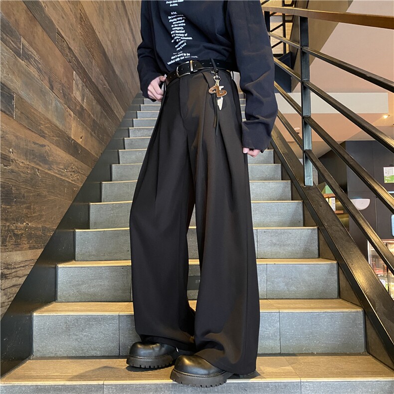 抖音品质春季新款打褶垂感宽松休闲西裤B315-K25680-特p40控78,男装西裤,电商B315