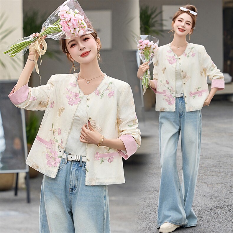 小香风气质轻奢刺绣外套女2026新款春夏薄款防晒蕾丝开衫上衣,女装短外套,艾仟回(原伊仟回)