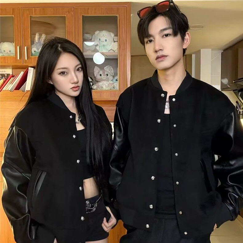 网图现货秋季外套复古风立领棒球服百搭帅气宽松夹克R006-P85，男装夹克，星座1005-4