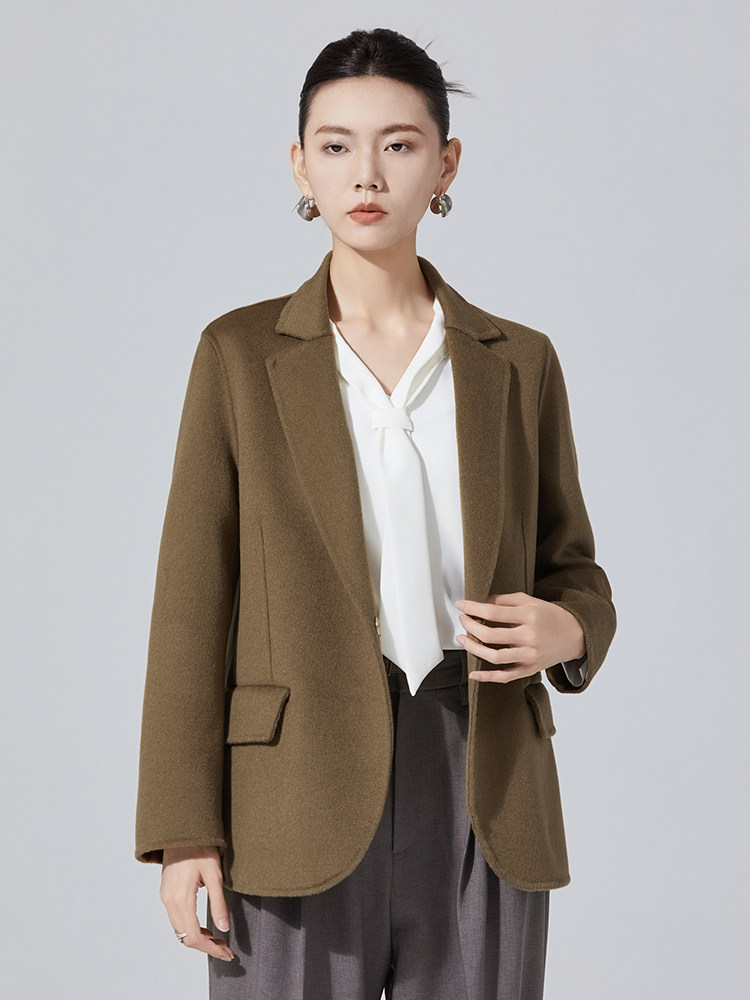秋冬新款修身短款西装双面大衣女时尚白毛外套,针织衫/毛衣,高哲羊绒