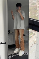 B221美式ins高街小众百搭纯色微喇牛仔裤LK22087-P55控78，男装牛仔裤，电商B221
