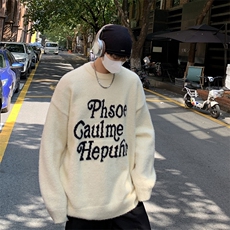 秋冬季圆领毛衣潮牌宽松休闲时尚百搭针织衫，男装针织衫/毛衣，星座410-6（原星座1304-1）