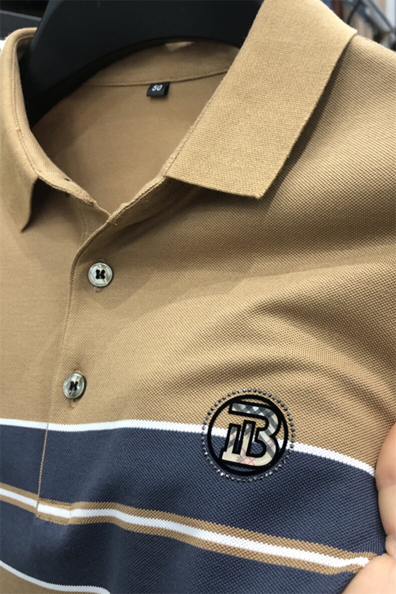 2023夏季新款男士短袖T恤polo衫中年商务休闲男装薄款翻领上衣男,男装Polo衫,电商B212（原钱塘6029）