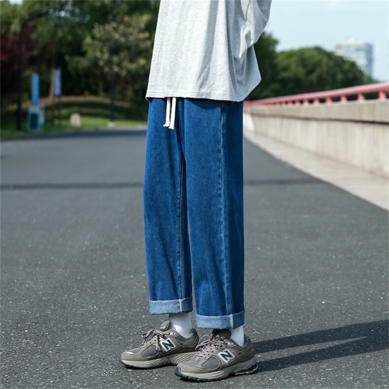 直筒牛仔裤男宽松休闲裤子ins港风潮牌痞帅阔腿裤A080-9291-P35,男装牛仔裤,电商A080
