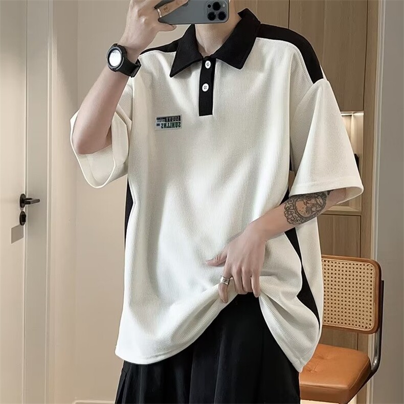 polo衫短袖男夏季潮牌上衣美式高街半袖t恤青少年男装衣服TA14，男装Polo衫，星座1116A-1（原606A）