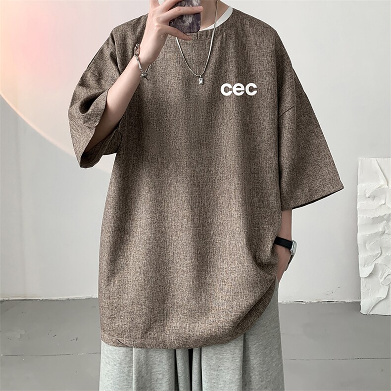 风复古亚麻短袖男棉麻t恤男半袖 ZT71294-P35图片