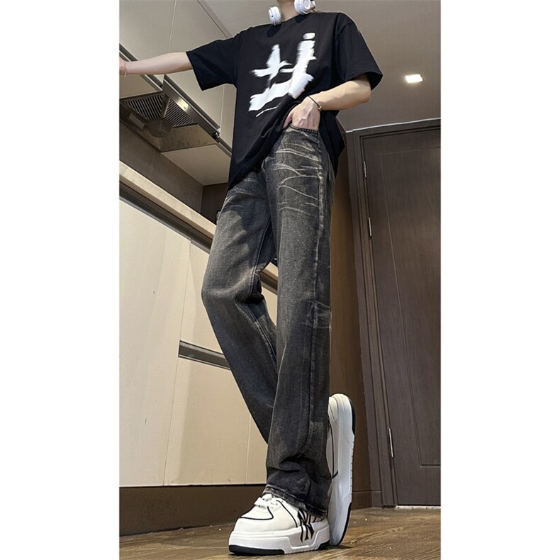 XZ-221-1/K311/P55美式复古痞帅显瘦直筒微喇休闲牛仔裤,男装牛仔裤,星座221-1